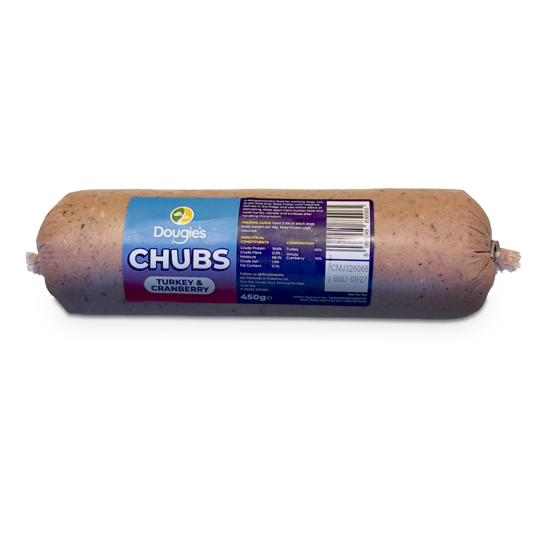 Dougies Chubs - Turkey & Cranberry Mince 450g