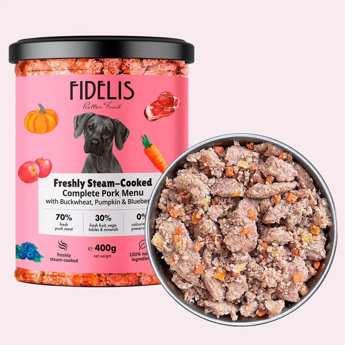 FIDELIS - Pork with Buckwheat, Pumpkin and Blueberries 400g