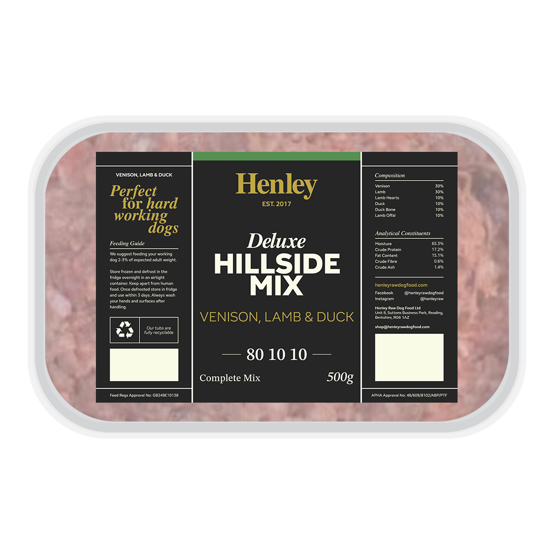 Henley Raw - Deluxe Hillside Mix 80:10:10 Mince (Venison, Lamb & Duck) 500g