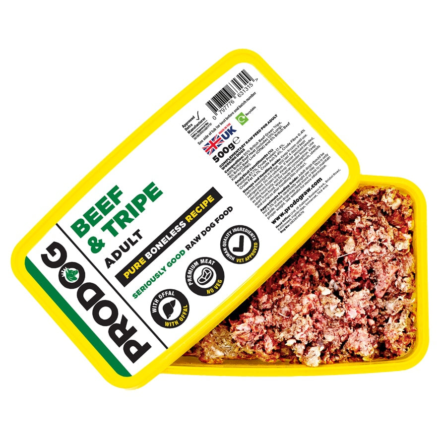 Prodog - 80:10:10 Beef & Green Tripe with Offal (Boneless) 1kg
