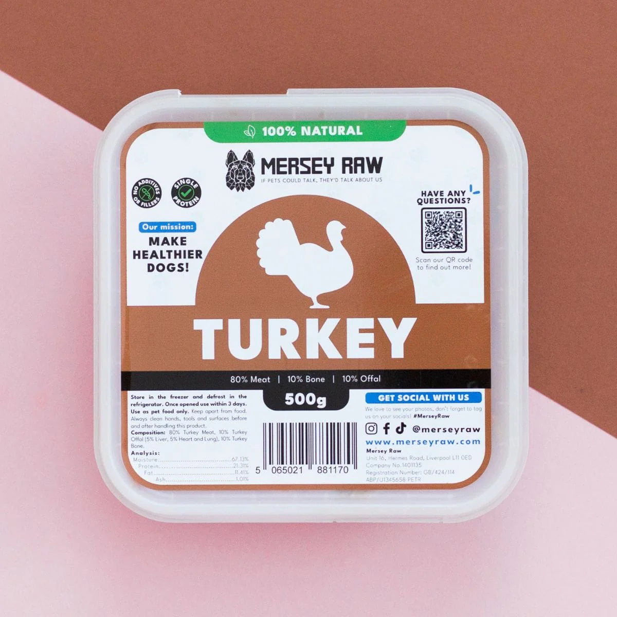Mersey Raw - Turkey 80:10:10 1kg