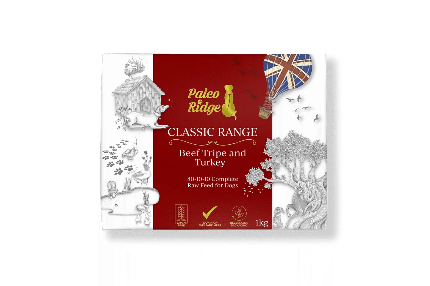 Paleo Ridge - Classic Beef Tripe & Turkey 80:10:10 Mince 1kg