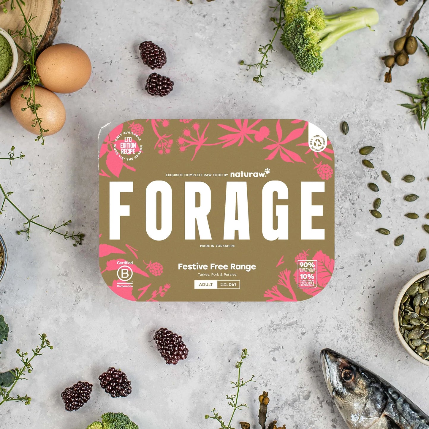 Naturaw Forage - Free Range Festive Christmas Complete Mince (Pork, Turkey & Parsley) 500g