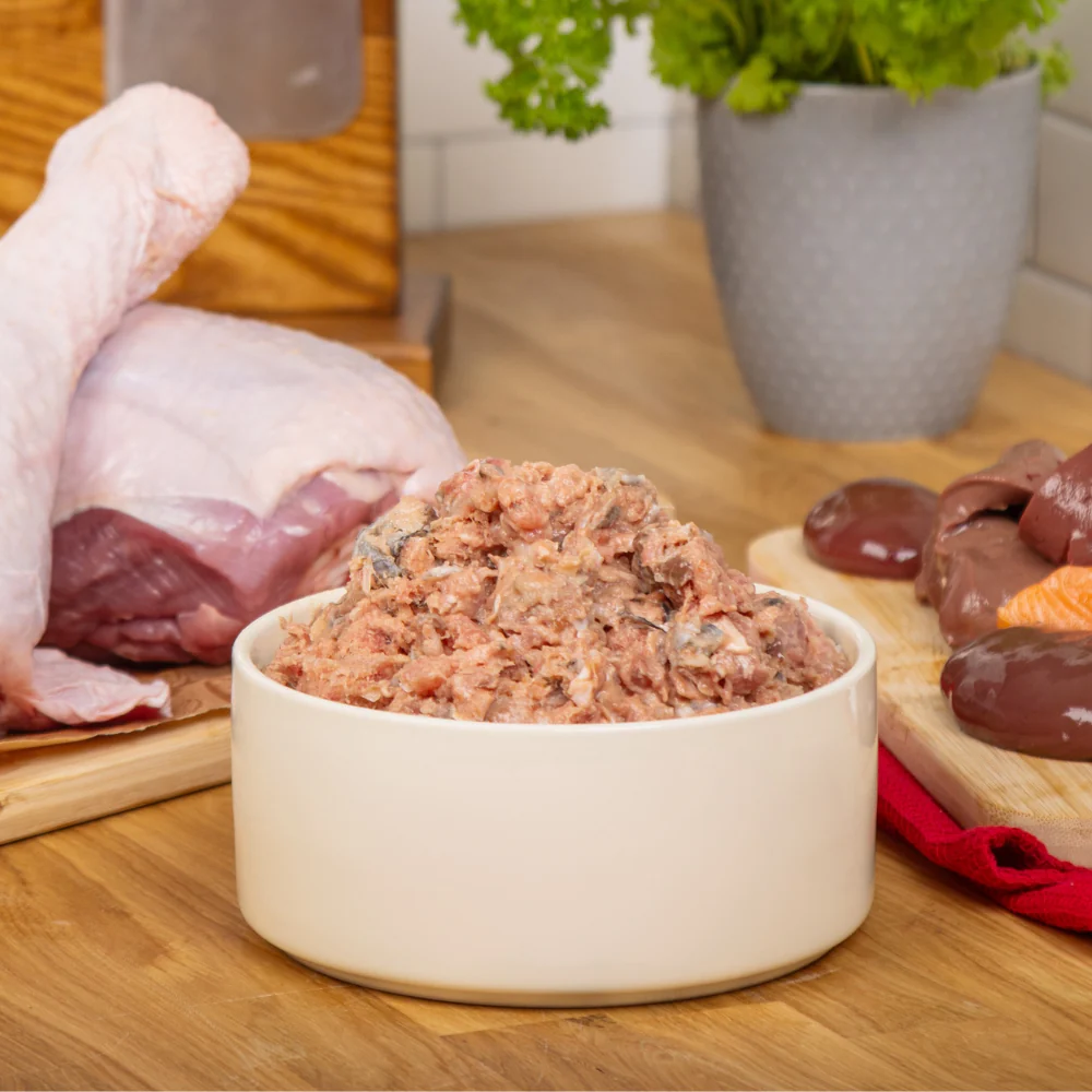 The Dog's Butcher - Salmon & Turkey with Beef Offal 80:10:10 Mince 1kg