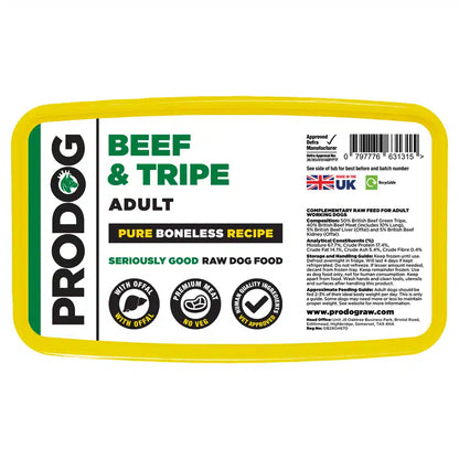 Prodog - 80:10:10 Beef & Green Tripe with Offal (Boneless) 1kg