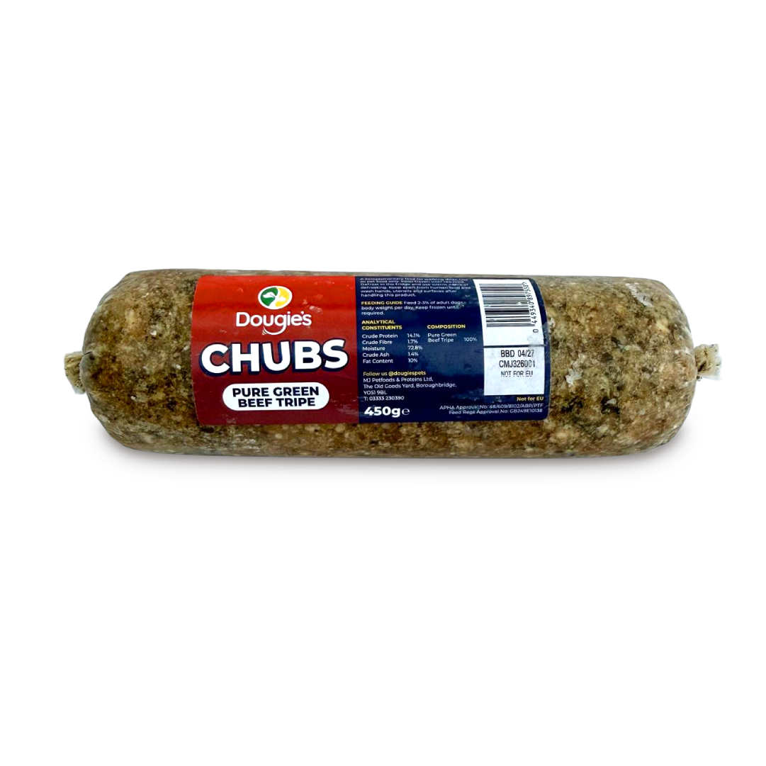 Dougies Chubs - Pure Beef Green Tripe Mince (Boneless) 450g