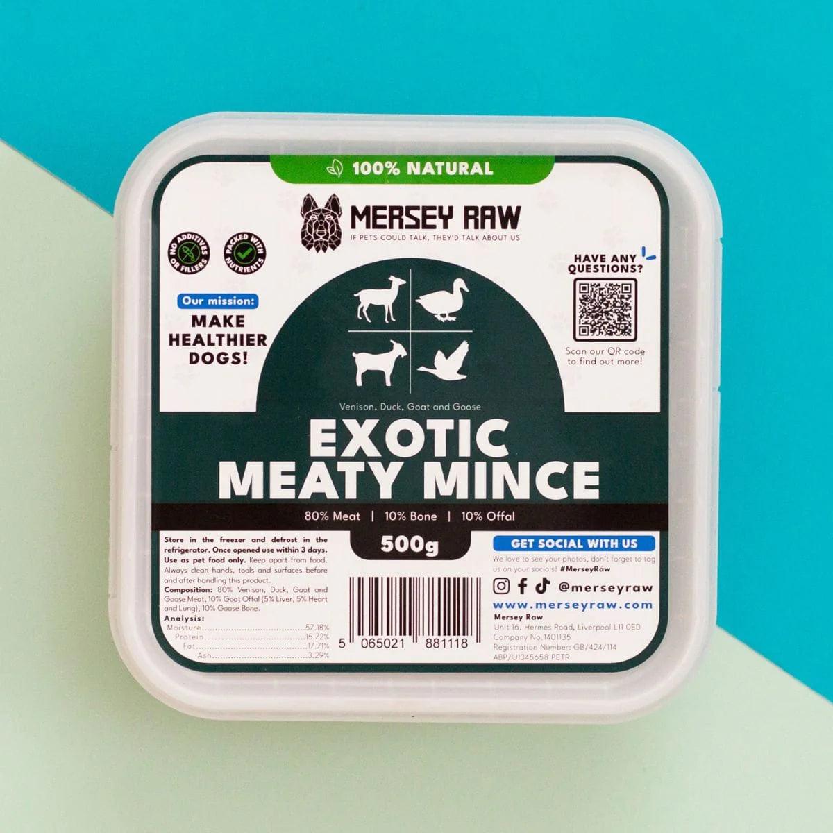 Mersey Raw - Exotic Meaty Mince 80:10:10 1kg