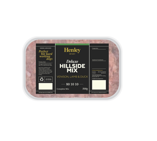 Henley Raw - Hillside Mix 80:10:10 (Venison, Lamb & Duck) 500g