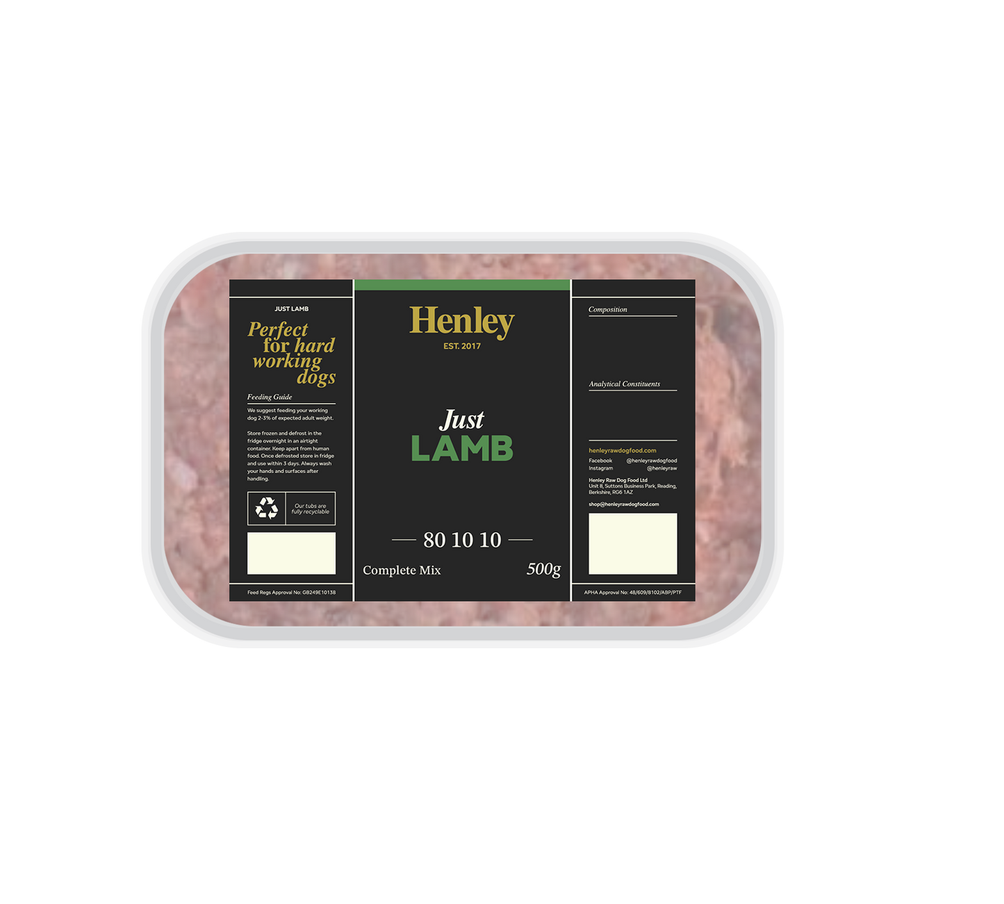 Henley Raw - Just Lamb 80:10:10 500g