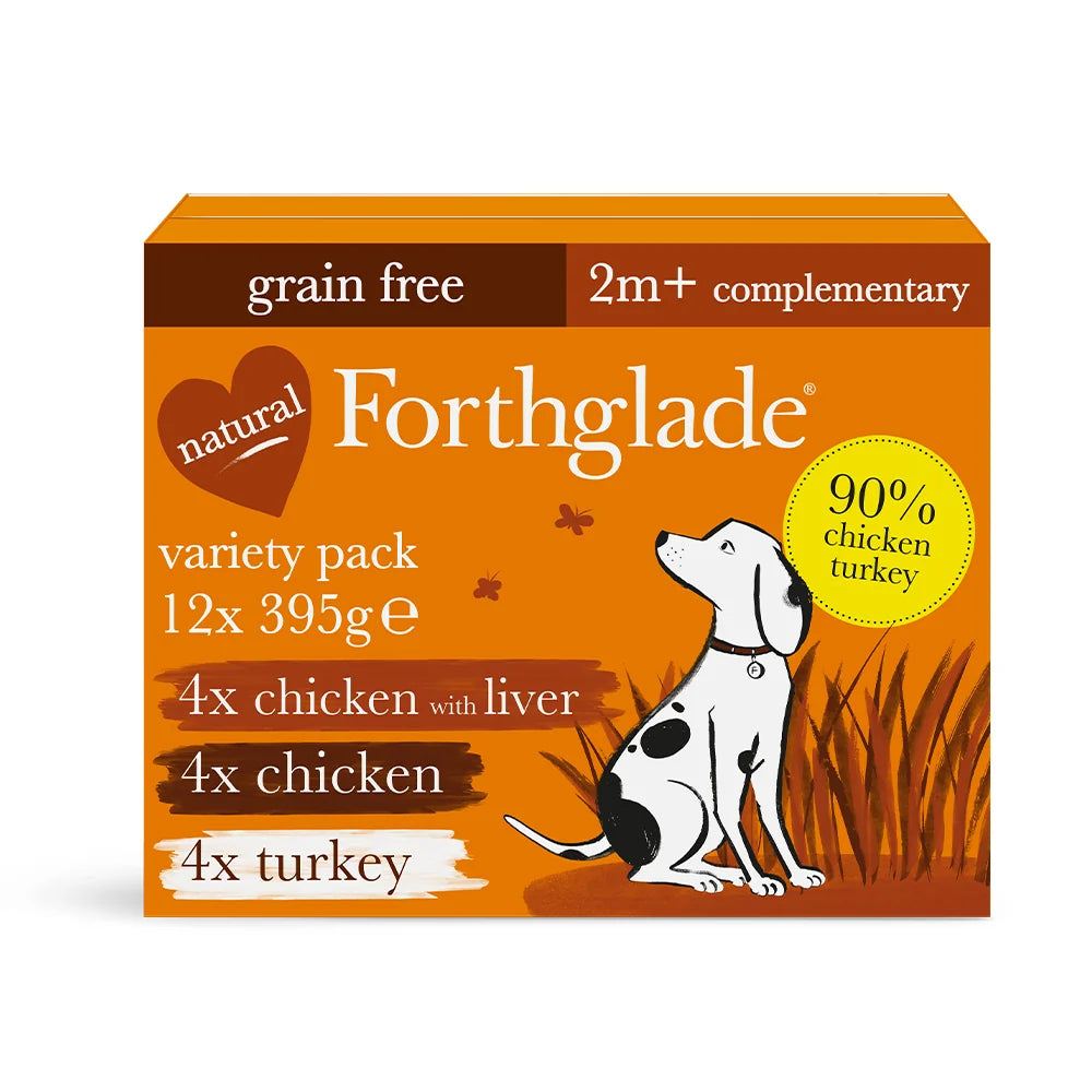 Forthglade - Just Chicken, Liver & Turkey Variety Pack (12 x 395g)