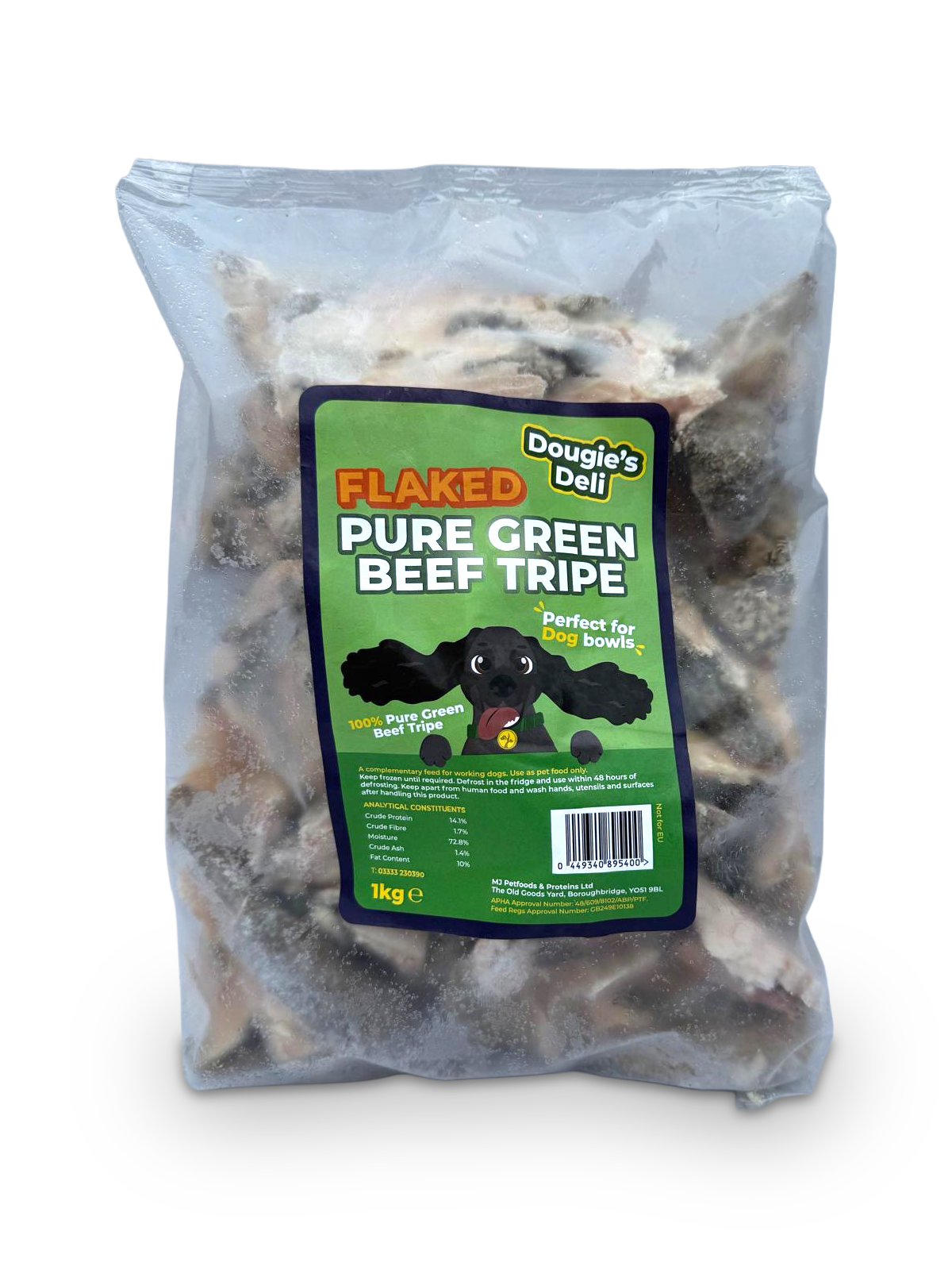 Dougies - Flaked Pure Beef Green Tripe (Boneless) 1kg