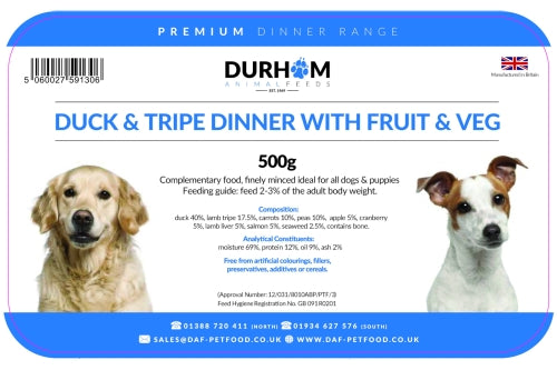 DAF Dinner - Duck & Tripe with Fruit & Veg 500g