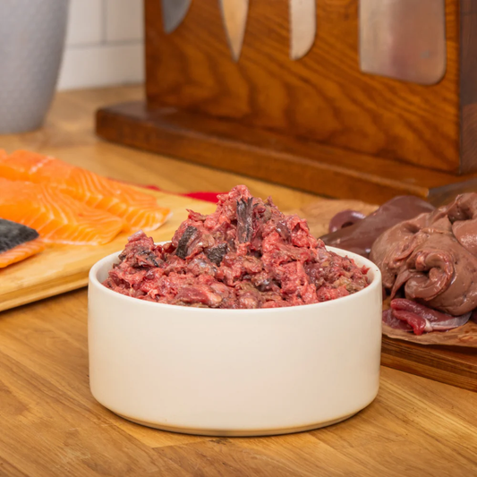 The Dog's Butcher - Salmon & Wild Venison with Lamb Offal 80:10:10 Mince 1kg